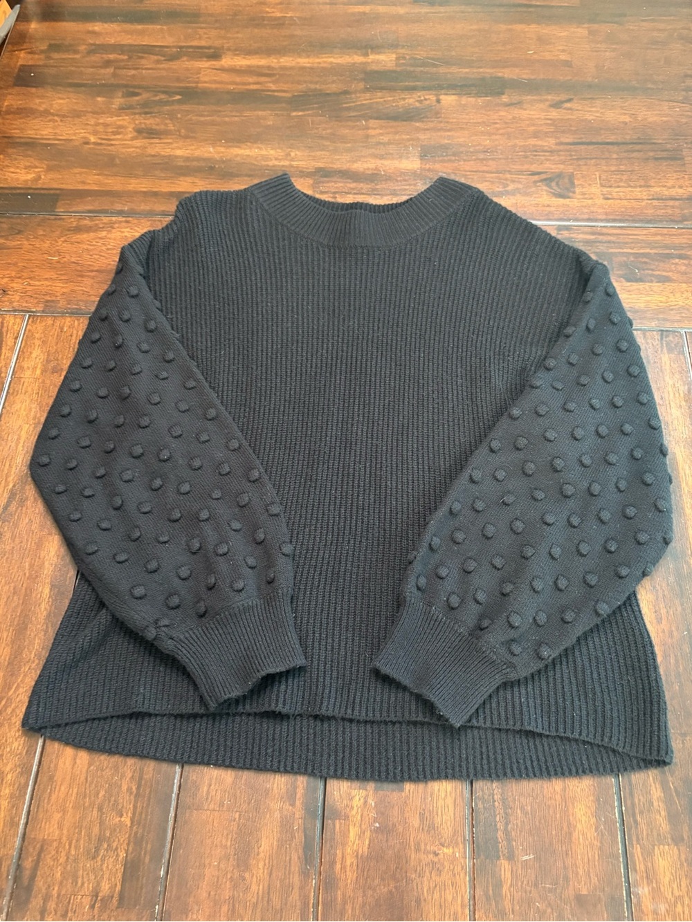 Vince Camuto Cozy Black Bobble Sleeve Sweater, XXL